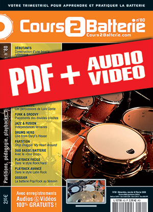 Cours 2 Batterie n°80 (pdf + mp3 + vidéos)